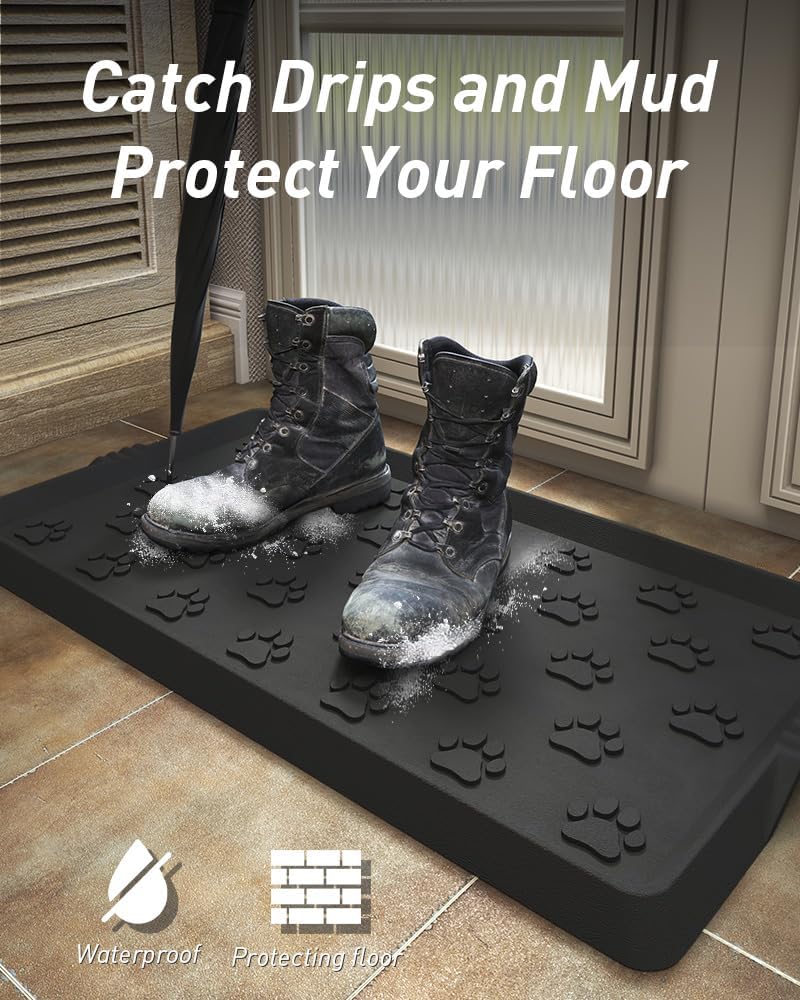 SUPENUIN Paw Pattern Boot Tray for Entryway Waterproof Rubber Mats for Dogs Multipurpose Shoe Mat Tray for Entryway Indoor Outdoor Multi Use Catch All Trays Shoe Storage 16x27.5 Inches - Image 5